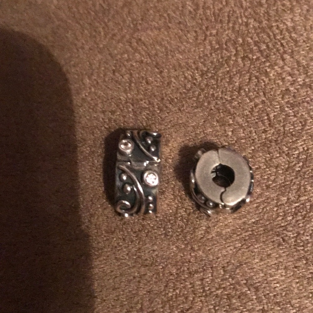 Pandora Swirl Clips with Pink Stones